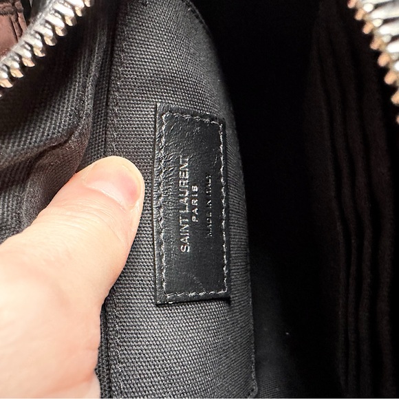 Saint Laurent Black Leather Croc Embossed Crossbody Camera  Bag - Picture 6 of 15